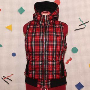 Hurley red plaid reversible sleeveless jacket